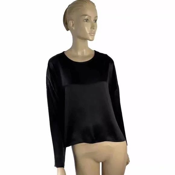 Zoran minimalist black silk dolman sleeves blouse one size